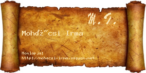 Mohácsi Irma névjegykártya